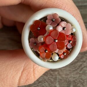 Samuel Benham ( BJC) Floral Red and Pink Ring (vintage silver)